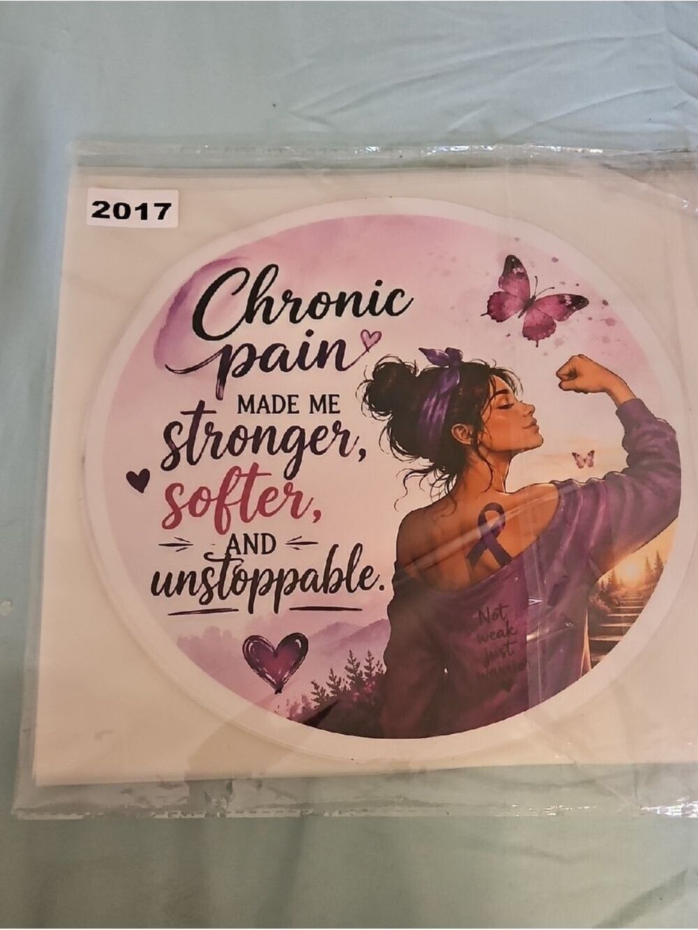 Chronic Pain Warrior DTF Transfer Iron On Applique Purple Butterfly Patch 10x10 - Picture 5 of 17
